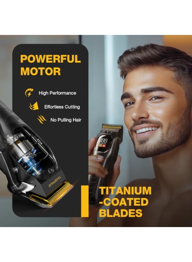 SUPRENT Cordless Hair Clippers for Men Professional Hair Clipper Trimmer Set Wireless Hair Cutting Kit for Family Rechargeable Cordless Hair Beard Trimming Set for Men with LED Display Black - Image 3