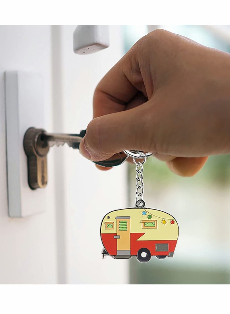 SYOSI Keychain and Keyring, RV Couples Set Camping Gifts for Men Women Teenager Camper Lover Travel Trailers Vacation Jewelry Gift Accessories (2 Pcs) - Image 5