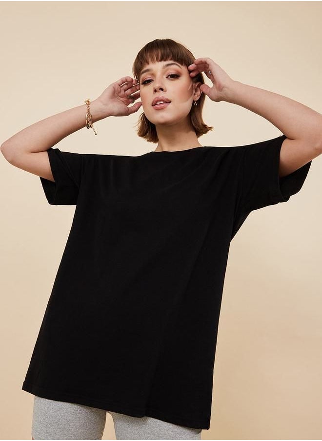 Oversized Round Neck Cotton Longline T-Shirt - pzsku/Z9E8123547D81A02ED87AZ/45/_/1694265913/3ea087bb-77e1-4b70-a07e-aee0ef928ce0