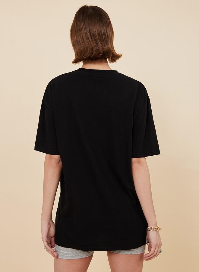 Styli Oversized Round Neck Cotton Longline 100% Cotton T-Shirt - Image 5