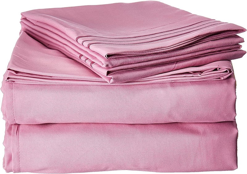 1800 Series Hotel Quality Super Soft Wrinkle Resistant  Fade Resistant Beautiful Design on Pillowcases 3Piece Sheet Set Deep Pocket Up to 16inch TwinTwin XL Light Pink