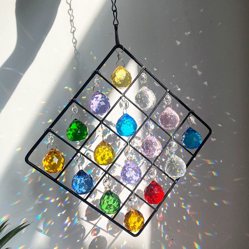 longsheng Colorful Crystal Prisms Ball Hanging Pendant Ornament Window Home Decor Suncatcher