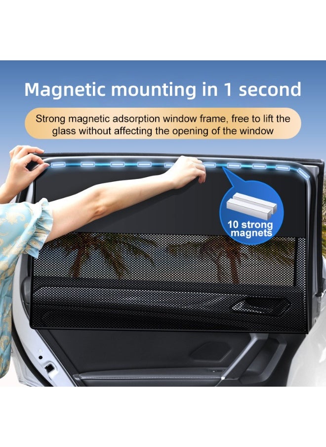 Generic Car Side Window Sun Shade, Universal Magnetic Curtain for with Sun UV Protection, Reduce Damage from Direct Bright Sunlight and Heat 4pcs (Black)  - Image 2