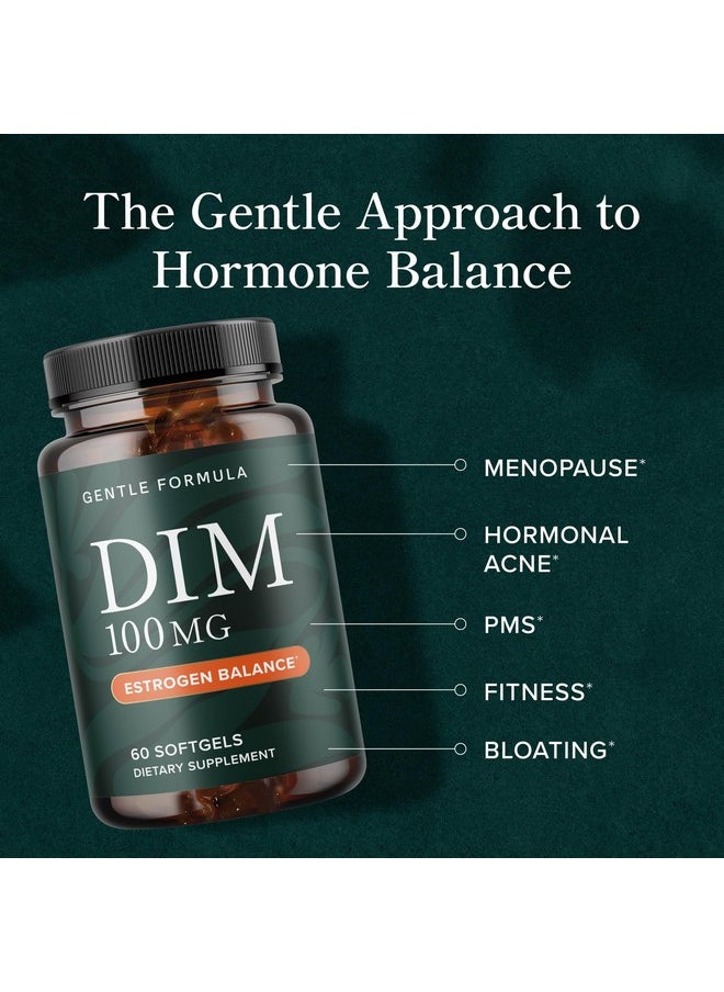 SMNutrition - DIM Supplement 100 mg | Estrogen Balance for Women & Men | Diindolylmethane for Hormone Balance, Hormonal Acne, Menopause & Antioxidant Support | with MCT Oil & Vitamin E | Gentle Softgels | 60 Ct. - Image 1