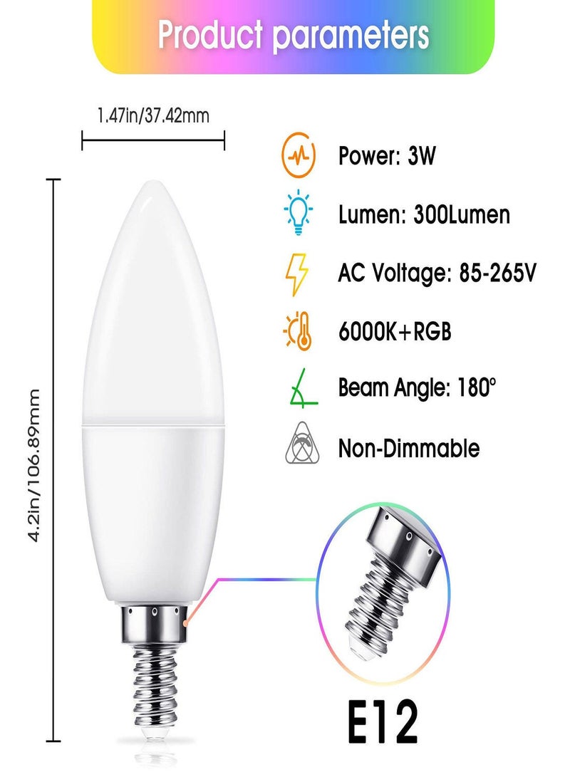 Color Changing Light Bulb, 17Colors E12 Candelabra Led Light Bulb, 3W 350LM Multicolor Led Bulb with Remote Control, 4 Modes LED Light Bulbs for Home/Decoration/Party/KTV Mood Lighting (2 Pack) - Image 2