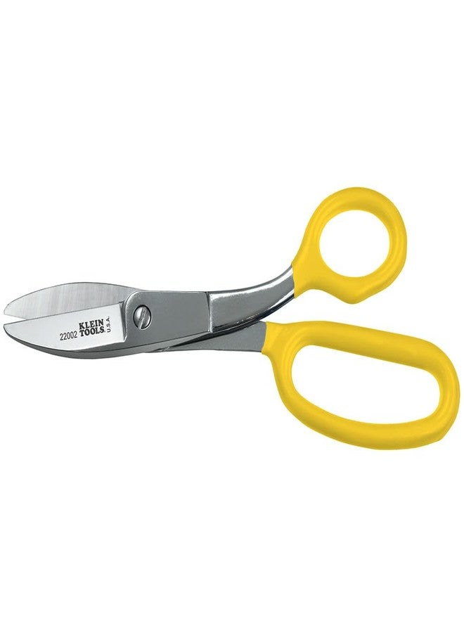 Klein Tools 22002 Scissors, Broad Blade Utility Shear Cuts Anything from Rubber to Metal, with Extended Handled, Serrated Blade, 8.5-Inch - Image 1