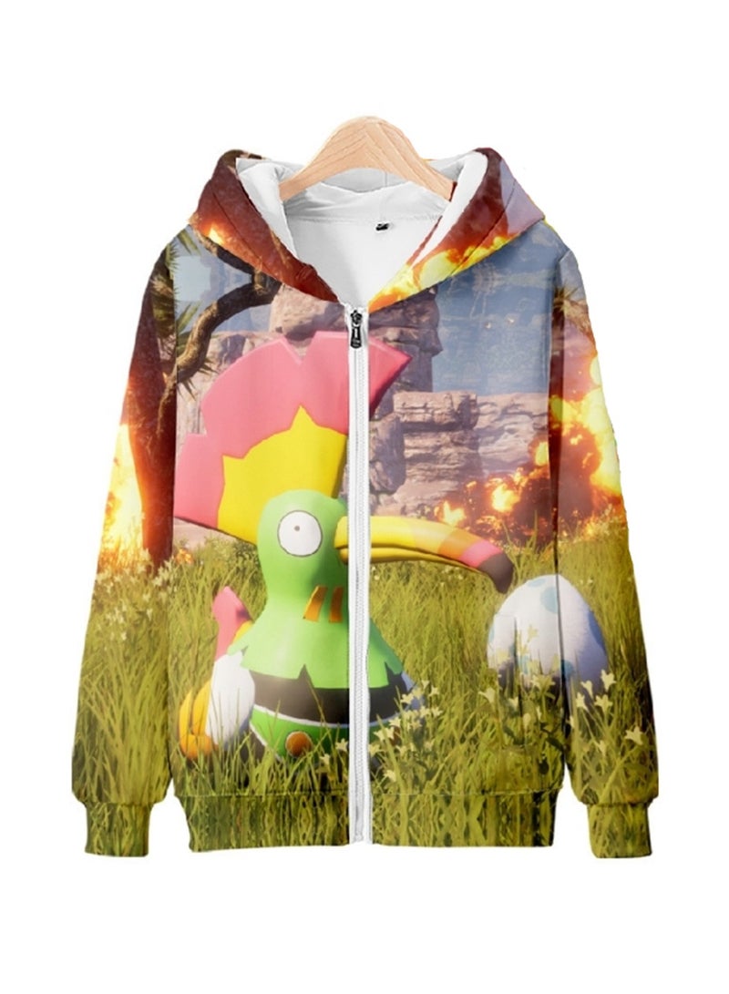 Palworld Phantom Beast Palu Game Zipper Hooded Sweatshirt 3D Printed Zipper for Adults and Children - Image 1