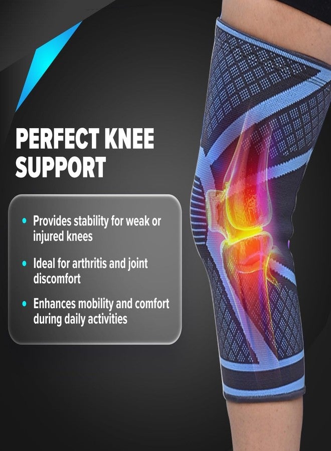 Q DEVICES Comfeel Knee Cap, 1 Pair of Knee Sleeves, Compression Support Sleeve with Non-Slip Design for Workout, Sports, Meniscus Tear, ACL & Arthritis Pain Relief, Unisex (L) - Image 3