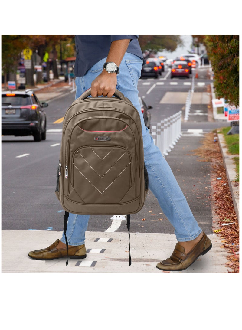 SENATOR Backpack 18.5 Inch Unisex Nylon Lightweight Water Resistant with Laptop Compartment for Travel Business College School Bag Casual Hiking Travel Daypack KH8104 Beige  - Image 2