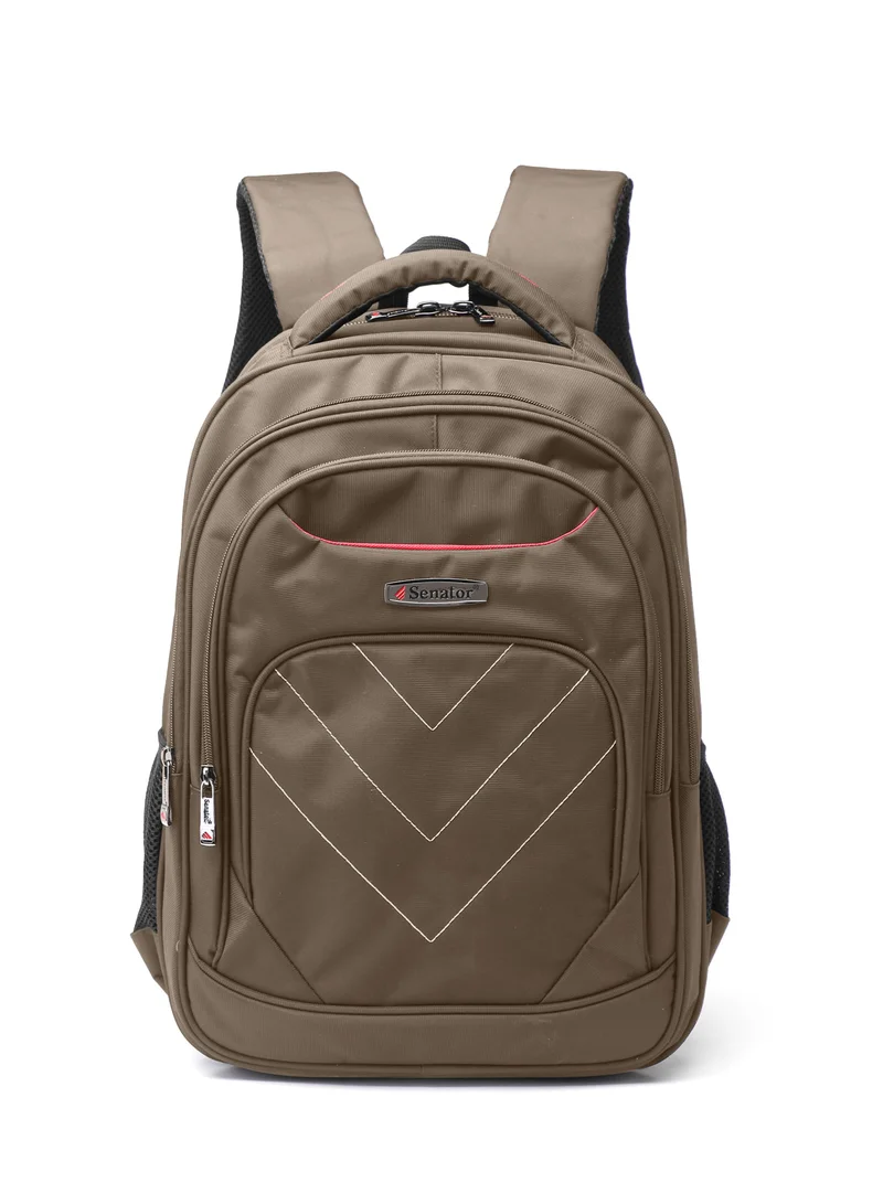 Senator  Backpack 18.5 Inch Unisex Nylon Lightweight Water Resistant with Laptop Compartment for Travel Business College School Bag Casual Hiking Travel Daypack KH8104 Beige  | Best Price UAE