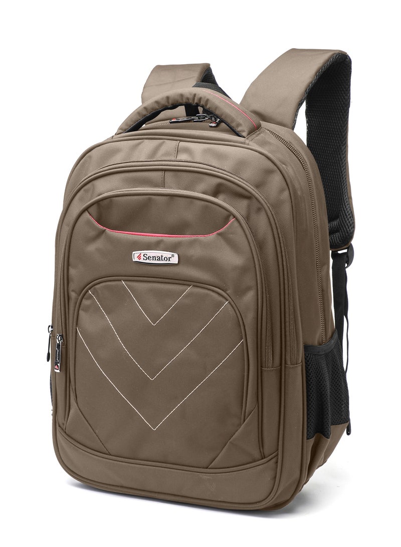 SENATOR Backpack 18.5 Inch Unisex Nylon Lightweight Water Resistant with Laptop Compartment for Travel Business College School Bag Casual Hiking Travel Daypack KH8104 Beige  - Image 1