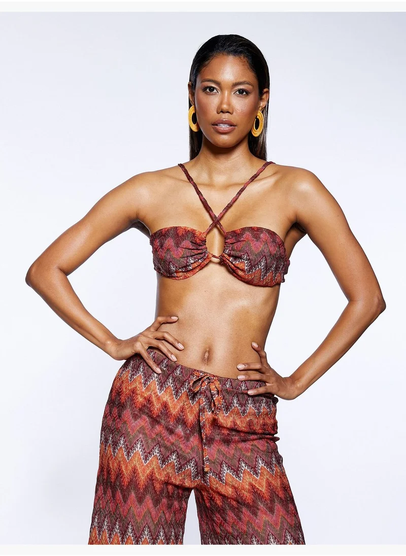 KOTON Textured Bikini Top Halter Neck Unlined