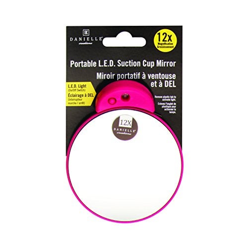DC DANIELLE Danielle Creations 3.5-Inch Travel Makeup Mirror, 12x Magnification, Black/Pink - Image 2