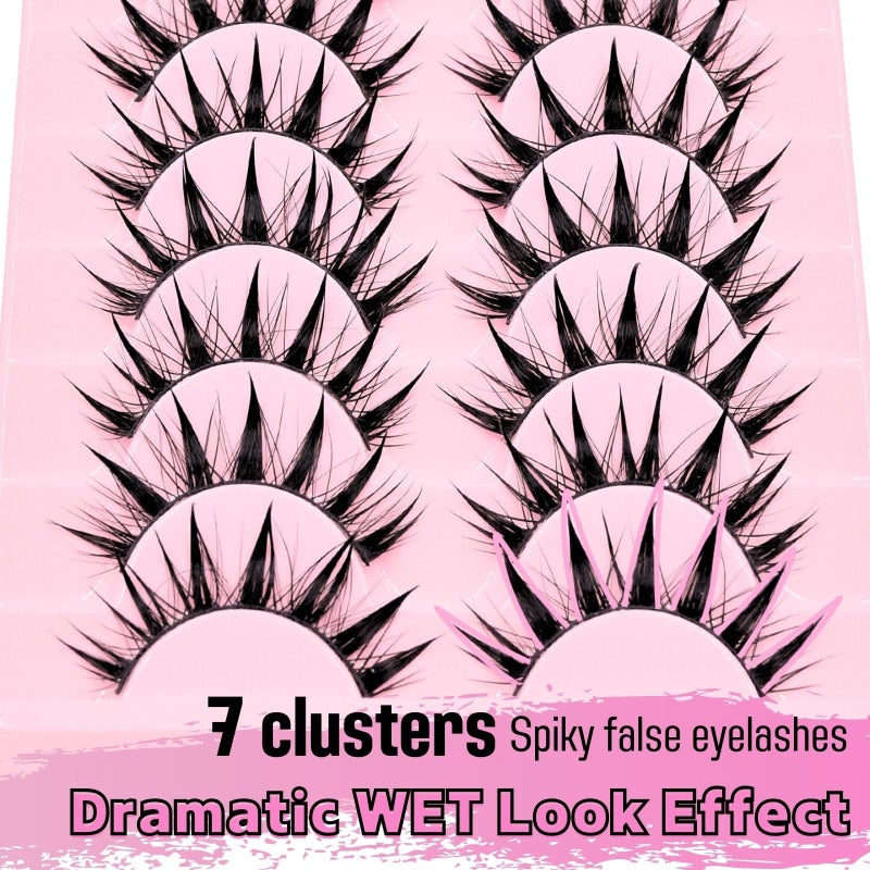 AUGENLI 10 Pairs Manga Lashes Natural Look Wispy Clusters 16mm Spiky Style Japanese Anime Cosplay Cat Eye Lashes Extension Makeup Faux Mink False Eyelashes (A0) - Image 4