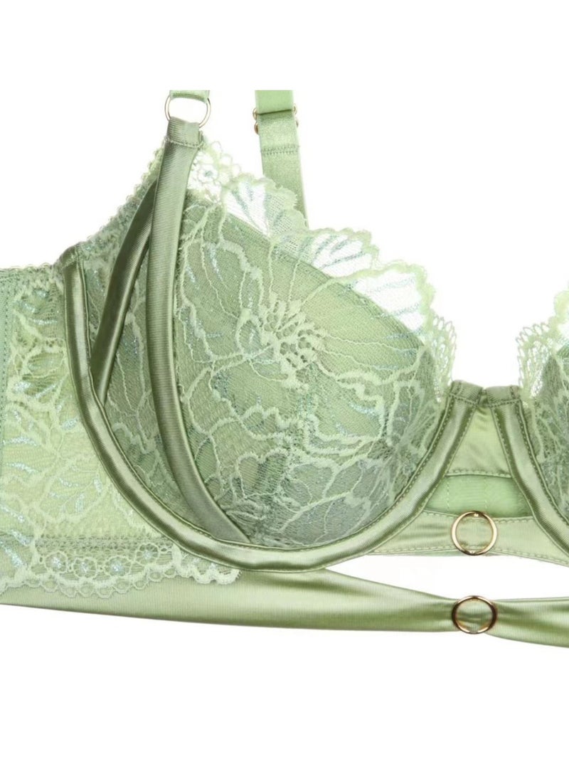 Loquat Squality French Bra Lace Bra Set Green - Image 3