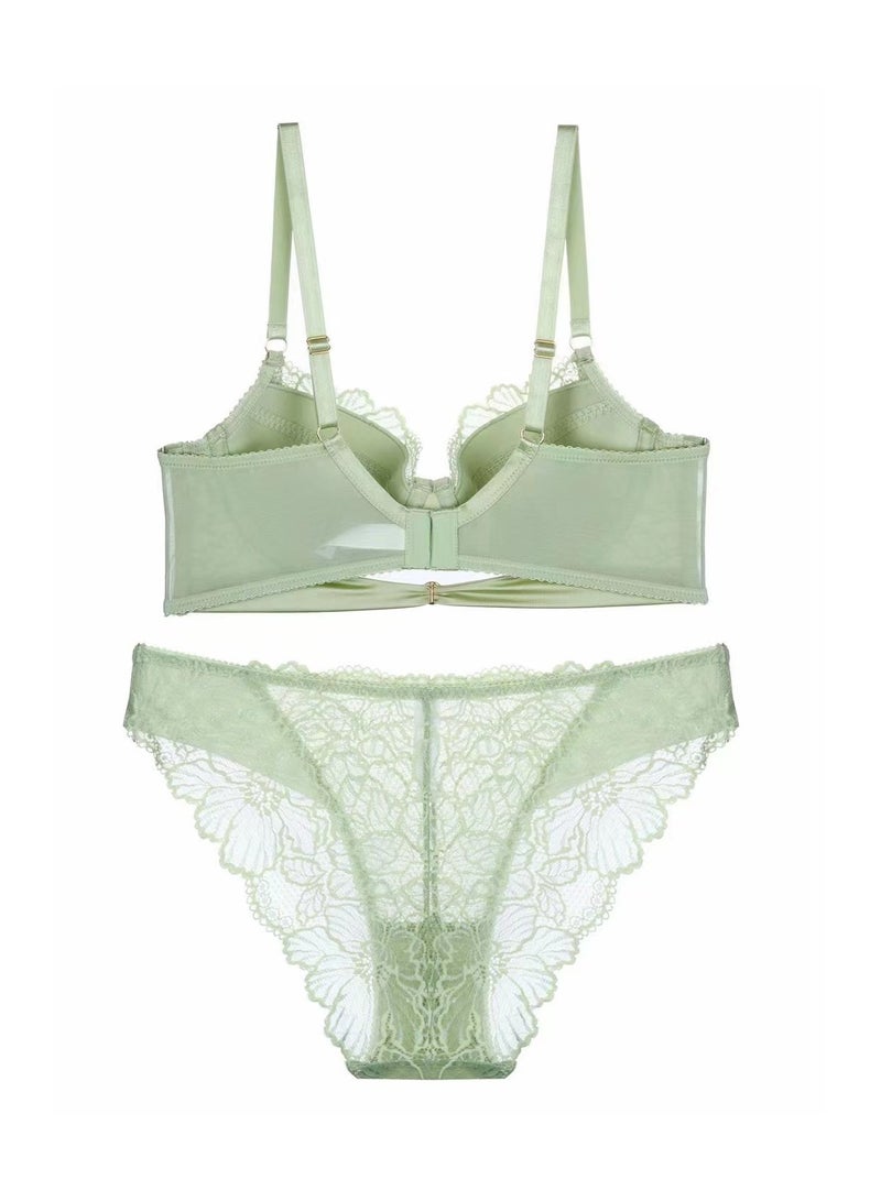 Loquat Squality French Bra Lace Bra Set Green - Image 2