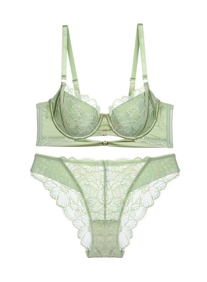 Loquat Squality French Bra Lace Bra Set Green - Image 1
