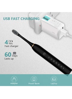 Arabest Adult Sonic Electric Toothbrush,USB Charging,Fully Automatic,Waterproof,6-Speed Cleaning Mode,with 4 Replaceable Toothbrush Heads  - Image 3