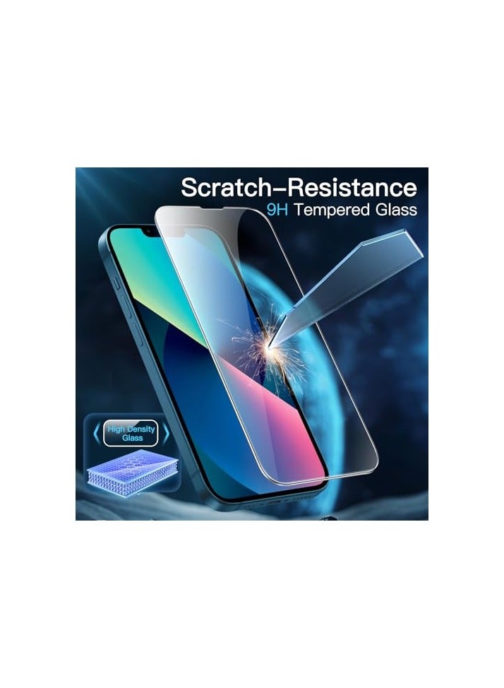 Jetech غطاء مات 3 في 1 من JETech لجهاز iPhone 13 mini مقاس 5.4 بوصة مع 2 حزمة من واقيات الشاشة الزجاجية المقواة، غطاء هاتف شفاف مضاد للصدمات (أزرق عاصف) - Image 4