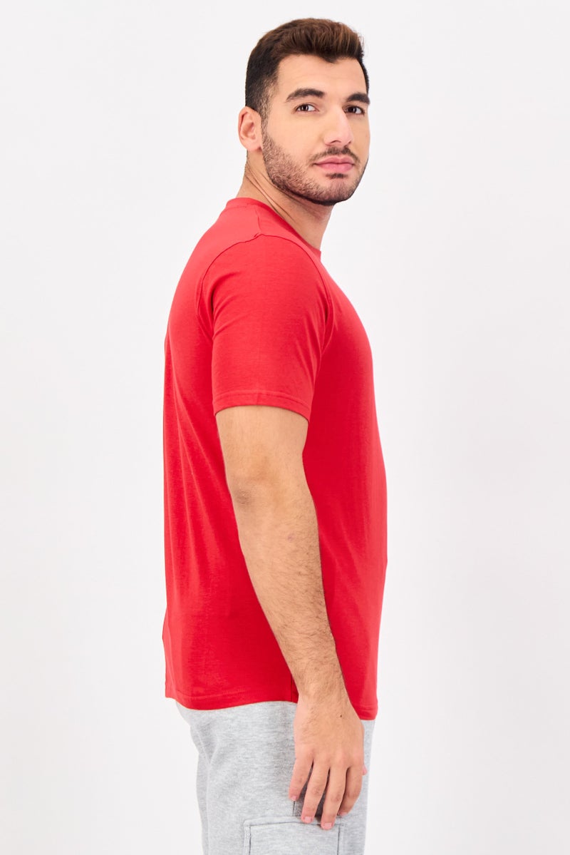 FILA Men Sportswear Fit Short Sleeve Outdoor T-Shirt, Red - Image 3