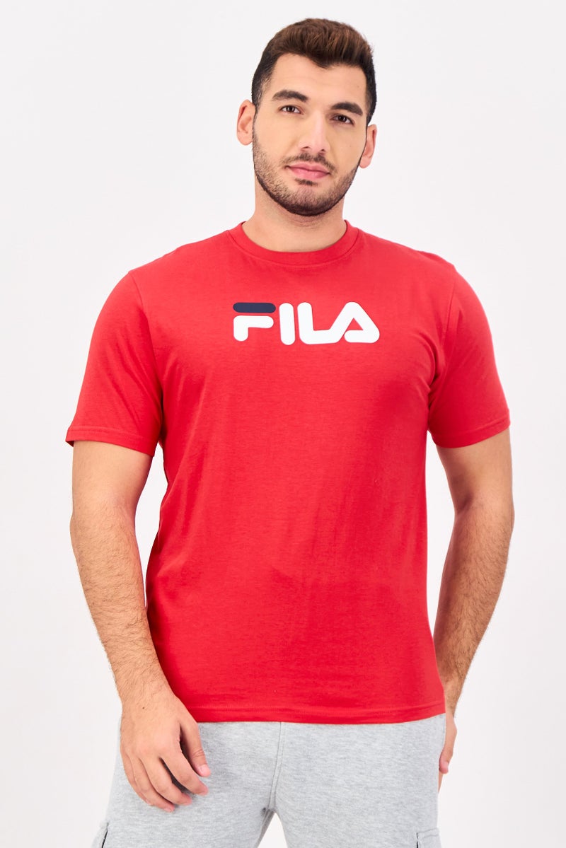 FILA Men Sportswear Fit Short Sleeve Outdoor T-Shirt, Red - Image 1