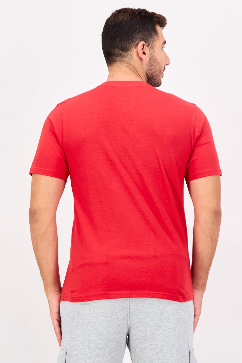 FILA Men Sportswear Fit Short Sleeve Outdoor T-Shirt, Red - Image 4