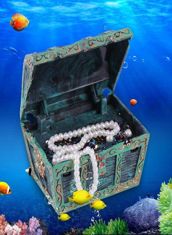 Fdit Aquarium Decorations, Artificial Decorative Treasure Jewelry Box Ornament for Fish Aquarium Landscape Decoration (Green) - Image 3