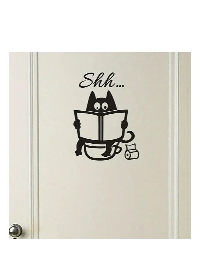 RYN 1pc Cute Cartoon Fun Toilet Stickers, DIY Bathroom Door Toilet Seat Decorative Stickers, Removable Stickers, Self-adhesive Decal, Aesthetic Home Decoration, Home Essential, Funny Items - Image 1