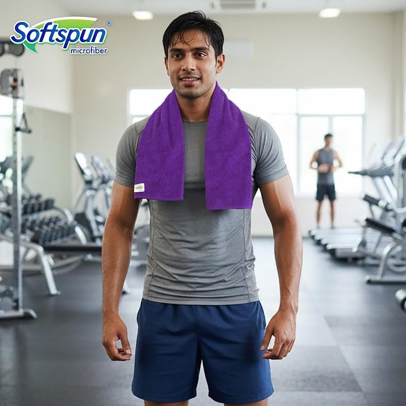 SOFTSPUN Microfiber Gym & Sports Towels for Men & Women 1pcs Purple 340 GSM 60120cms Fast Drying Super Absorbent Lightweight & UltraCompact Sweat Towels for Working Out Camping Hiking Travel. - Image 2