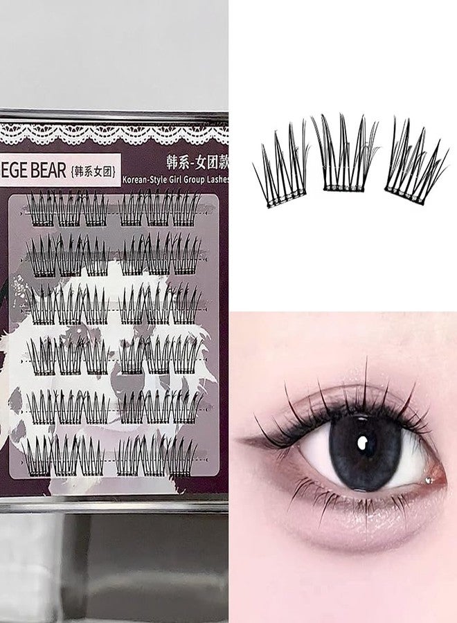 Gege Bear Glue Free False Eyelashes | Fabulash Eye lashes for Women | Easy to Fits in Any Eye shape | Black Natural Thickness Length and Lightweight | 36pcs Self Adhesive Eyelash Clusters, Lash Clusters Press On Lashes Self Stick Cluster | Reusable Extensions for Girls (03#Korean Style, 36pcs) - Image 2
