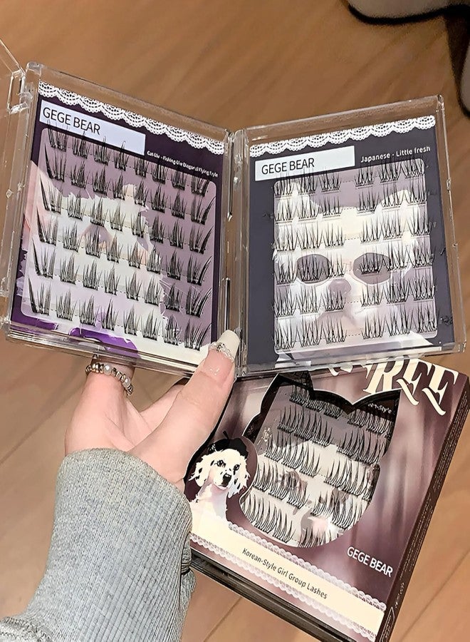 Gege Bear Glue Free False Eyelashes | Fabulash Eye lashes for Women | Easy to Fits in Any Eye shape | Black Natural Thickness Length and Lightweight | 36pcs Self Adhesive Eyelash Clusters, Lash Clusters Press On Lashes Self Stick Cluster | Reusable Extensions for Girls (03#Korean Style, 36pcs) - Image 1