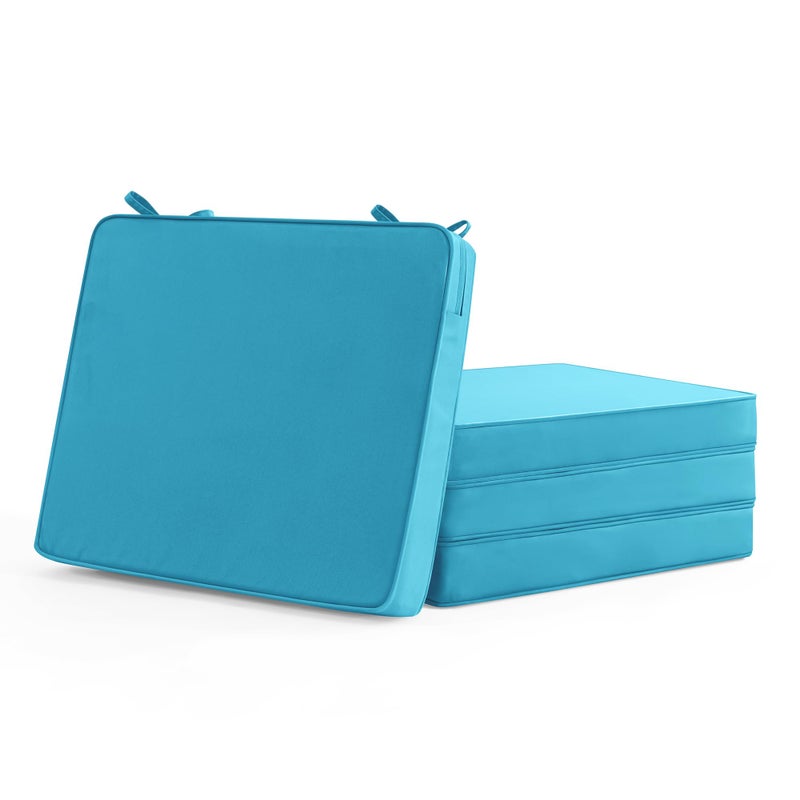 Summsun Outdoor Chair Cushions Set of 4: Waterproof & Fade Resistant Seat Cushion for Patio Furniture - 18.5 x 16 x 2 Inch Chair Pads with Ties and Hidden Zipper - Patio Chair Cushion Replacement, Teal - Image 1