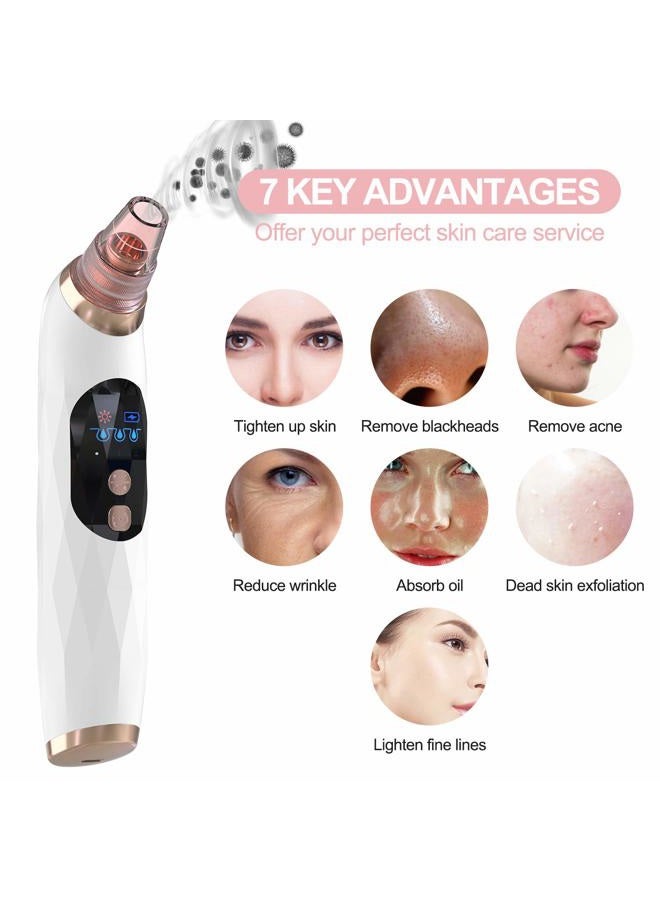 YONOY Blackhead Remover Pore Vacuum with Hot Compress- 2025 Upgraded Electric Face Cleaner Pore Extractor Pimple Extractor Acne White Heads Removal Tool with 5 Suction Head LCD Screen and Base - Image 3