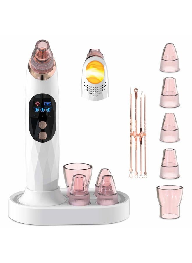 YONOY Blackhead Remover Pore Vacuum with Hot Compress- 2025 Upgraded Electric Face Cleaner Pore Extractor Pimple Extractor Acne White Heads Removal Tool with 5 Suction Head LCD Screen and Base - Image 1