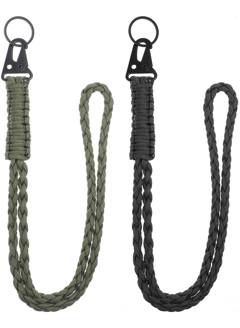 GUDOO - 2 PCS Heavy Duty Paracord Neck Lanyard Keychain for ID Badges Braided Keychains, Strong Paracord Braided Lanyard with Metal Clip Key Ring for Outdoor Activities, Camera, Wallet, Activities, Travel - Image 1
