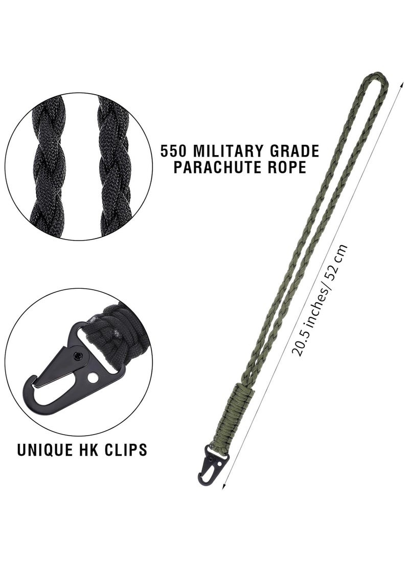 GUDOO - 2 PCS Heavy Duty Paracord Neck Lanyard Keychain for ID Badges Braided Keychains, Strong Paracord Braided Lanyard with Metal Clip Key Ring for Outdoor Activities, Camera, Wallet, Activities, Travel - Image 1