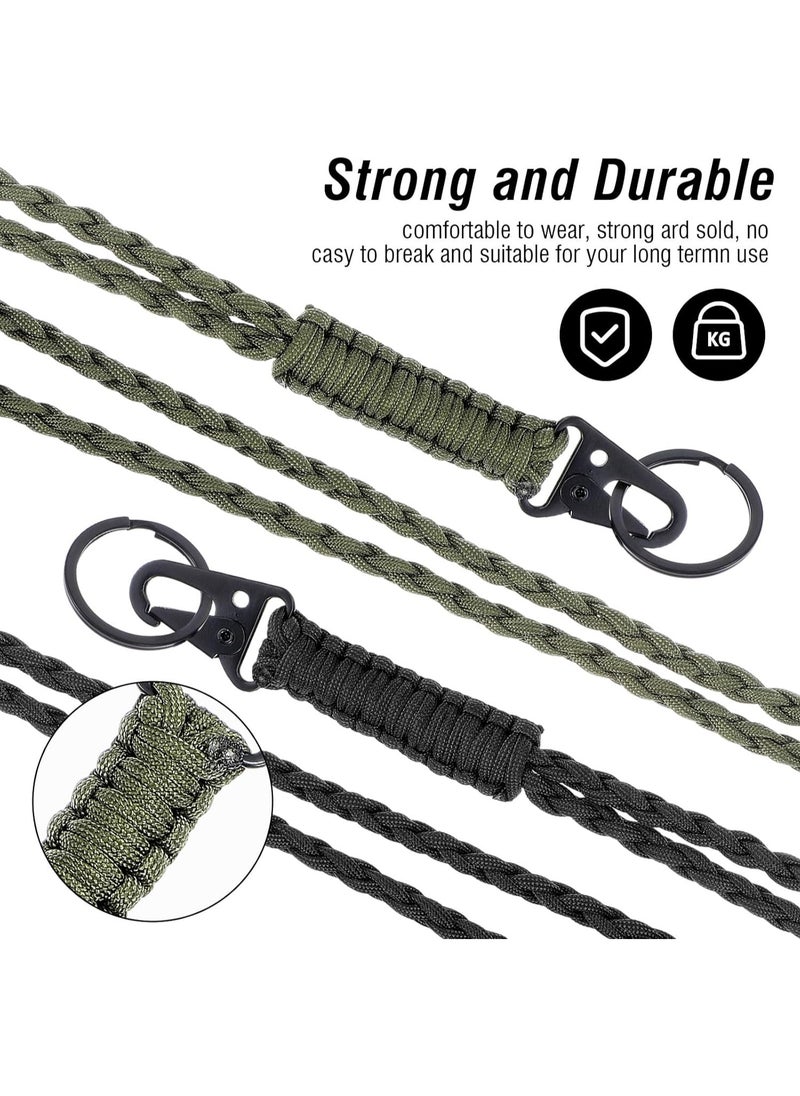 GUDOO - 2 PCS Heavy Duty Paracord Neck Lanyard Keychain for ID Badges Braided Keychains, Strong Paracord Braided Lanyard with Metal Clip Key Ring for Outdoor Activities, Camera, Wallet, Activities, Travel - Image 1