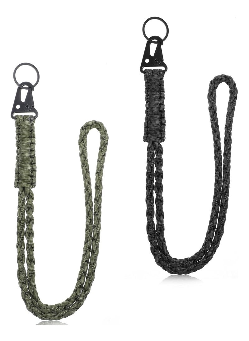 GUDOO - 2 PCS Heavy Duty Paracord Neck Lanyard Keychain for ID Badges Braided Keychains, Strong Paracord Braided Lanyard with Metal Clip Key Ring for Outdoor Activities, Camera, Wallet, Activities, Travel - Image 1