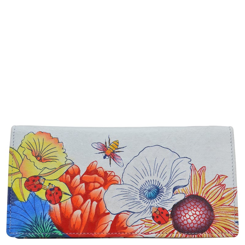 Anna by Anuschka Womens HandPainted Genuine Leather Checkbook Cover Floral Melody - Image 2