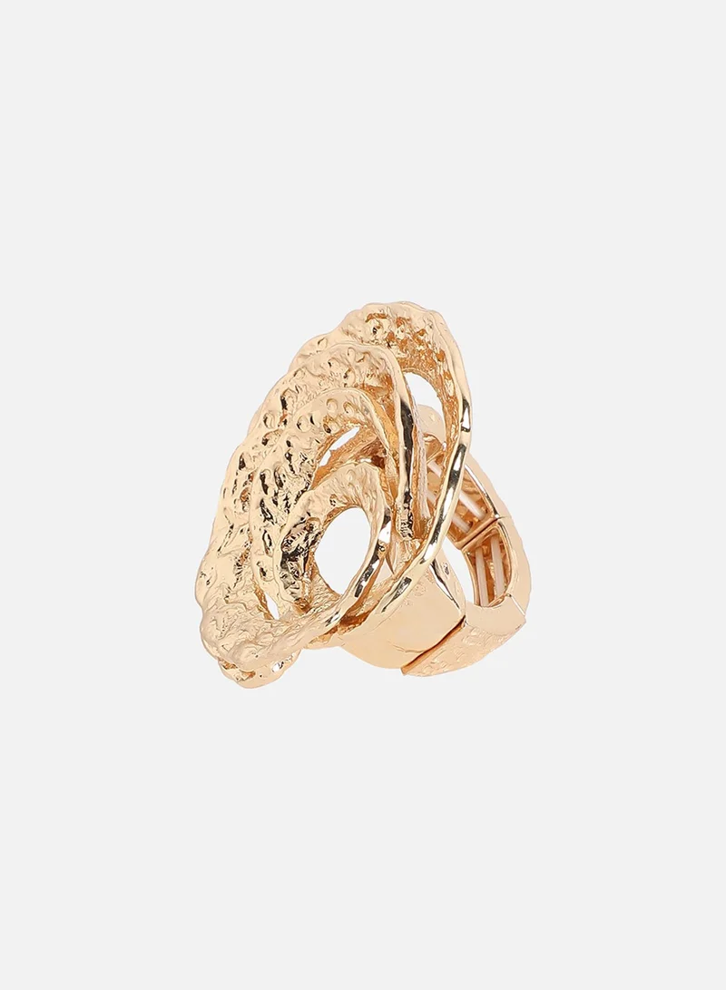 SOHI Dented Swirl Statement Artificial Ring Jewellery