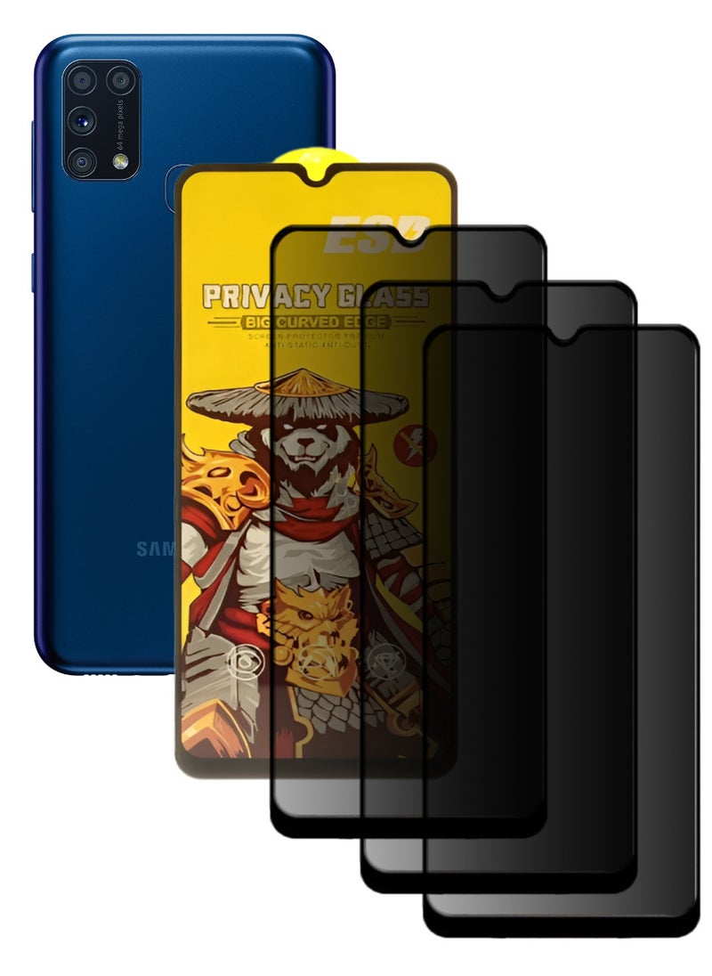 ESD 3 Pieces Tempered Dustproof Privacy Glass Screen Protector Compatible For Samsung Galaxy M31 Prime - Image 1