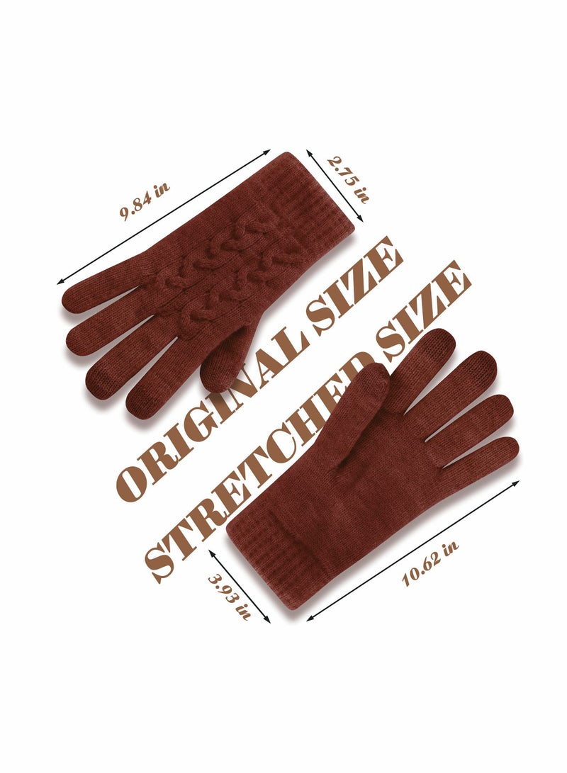 KASTWAVE Women Touch Screen Gloves - Winter Warm Gloves Touchscreen Mittens Thermal Fleece Lined Knitted Gloves for Outdoor - Image 4