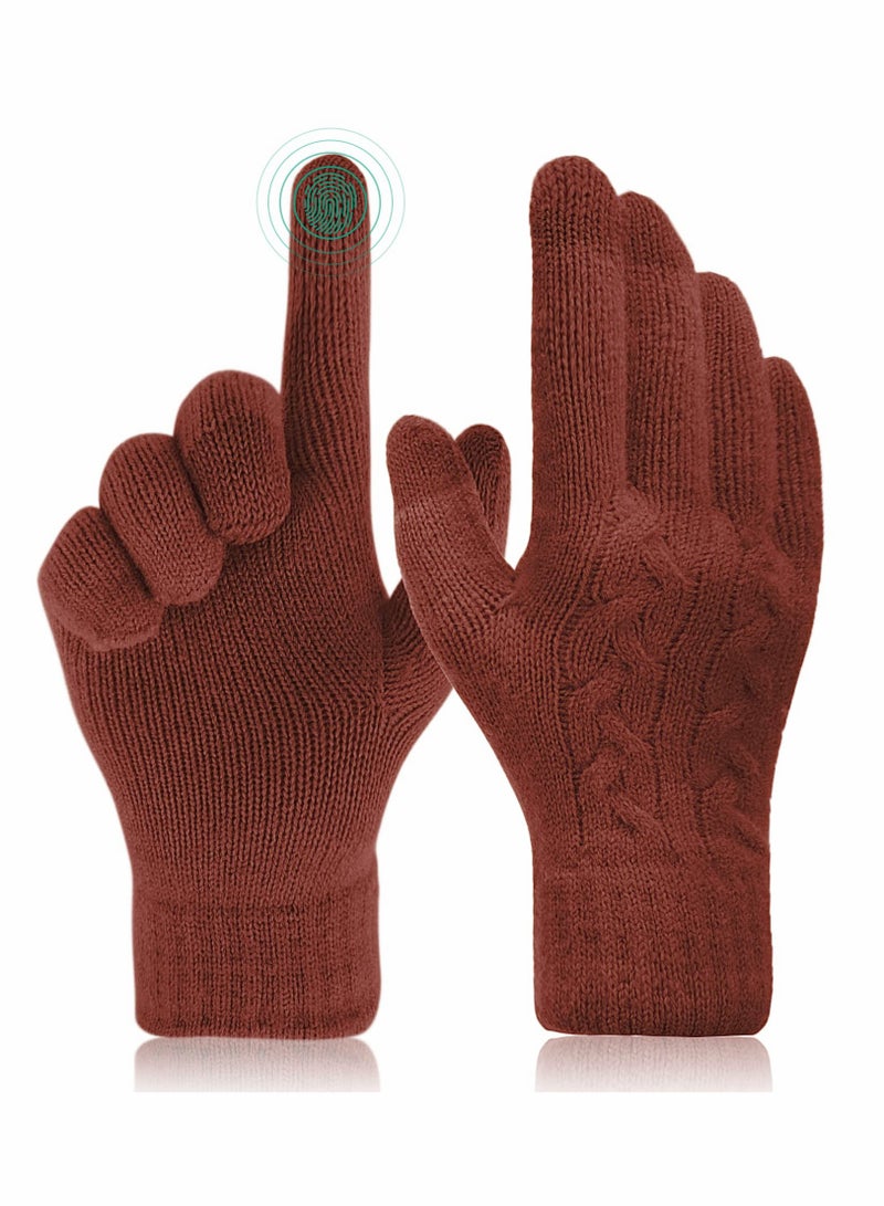 KASTWAVE Women Touch Screen Gloves - Winter Warm Gloves Touchscreen Mittens Thermal Fleece Lined Knitted Gloves for Outdoor - Image 1