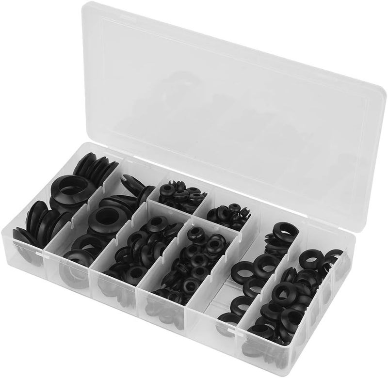 200Pcs Black 3/161/81/45/163/81/25/83/4 Rubber Grommet Sealing Set Grom Set 200 Circular 20X11X3 - Image 1