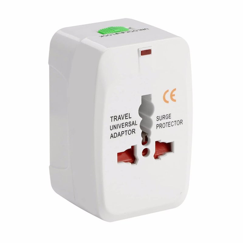 MANGO Travel Adapter Universal Power Plug Worldwide All in One AC Power Adapter using for Multi Sockets USAUKAUAEEU with Lock and Unlock Button and Safety Shutter USB