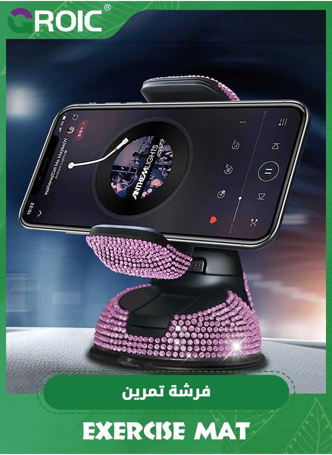 GROIC مجموعة قطع غيار سيارات لامعة مكونة من 12 قطعة، مجموعة قطع غيار سيارات لامعة تناسب جميع الأذواق، مجموعة إكسسوارات سيارات لامعة، غطاء عجلة قيادة لامع، أغطية أحزمة أمان السيارة، مجموعة إكسسوارات سيارات وردية  - Image 4
