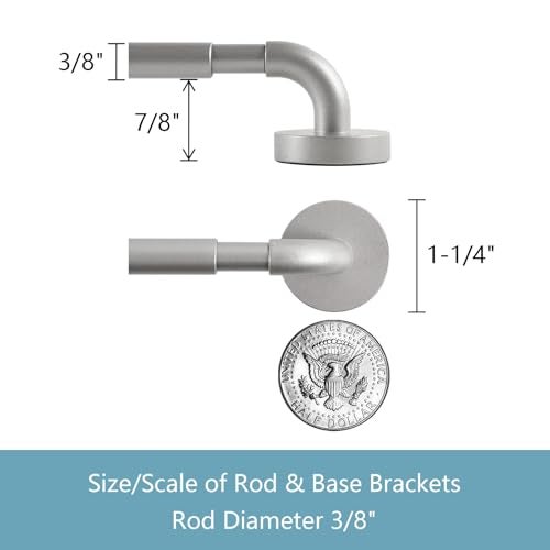 TYRON TYRON TYRON 2 Pack Magnetic Curtain Rod for Metal Doors Adjustable 30-40 Inch, 3/8 in. Diameter, French Door Magnetic Curtain Rods, Magnetic Cafe Rod(Nickel) - Image 3