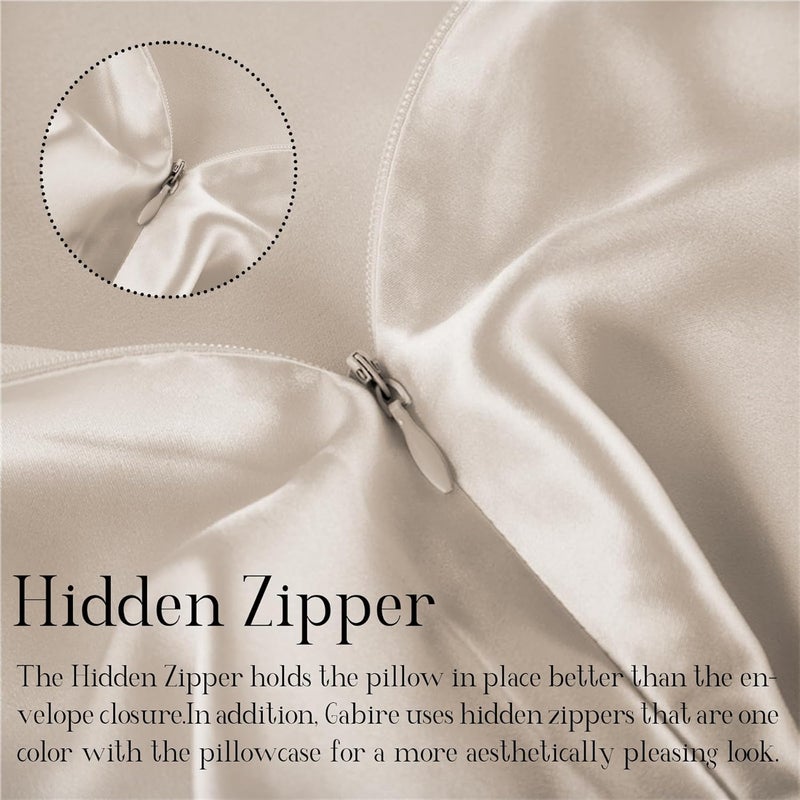 Gabire Mulberry Silk Pillowcase for Hair and Skin Prevent Acne Pillowcase Both Sides Real Silk Pillowcases Organic Silk Pillowcase with Hidden Zipper, Beige, Standard (20"×26") - Image 4