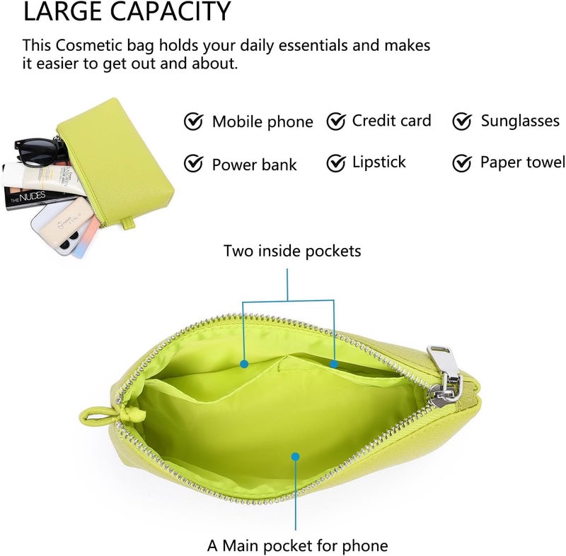 YONBEN PU Leather Makeup Simple and Convenient Handbag Small Exquisite Storage Bag, Pu/Grass, Simple - Image 4