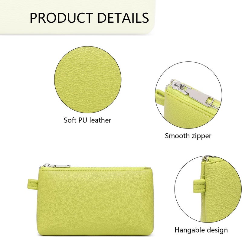 YONBEN PU Leather Makeup Simple and Convenient Handbag Small Exquisite Storage Bag, Pu/Grass, Simple - Image 3